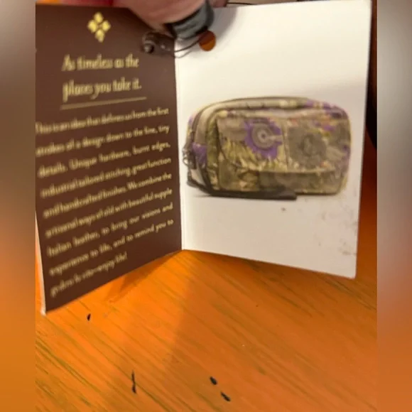 Patricia Nash Floral Leather Cosmetic Case in Burgundy, Navy & Tan - Picture 3 of 9